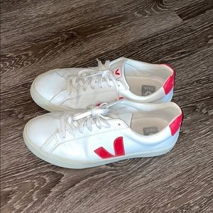 red and white Veja sneakers